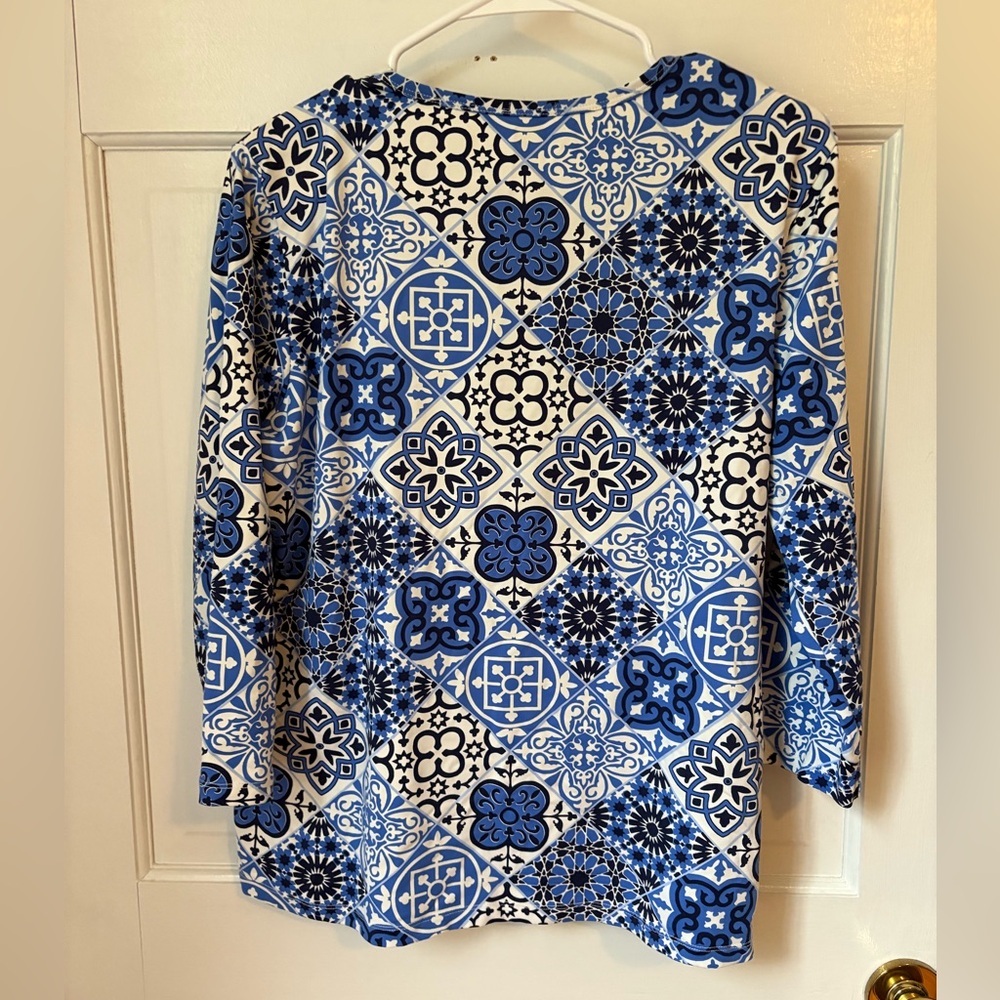 J.McLaughlin Signature Tee Catalina Cloth 3/4 Sleeve Top, Size Extra Large (XL) - Picture 3 of 6